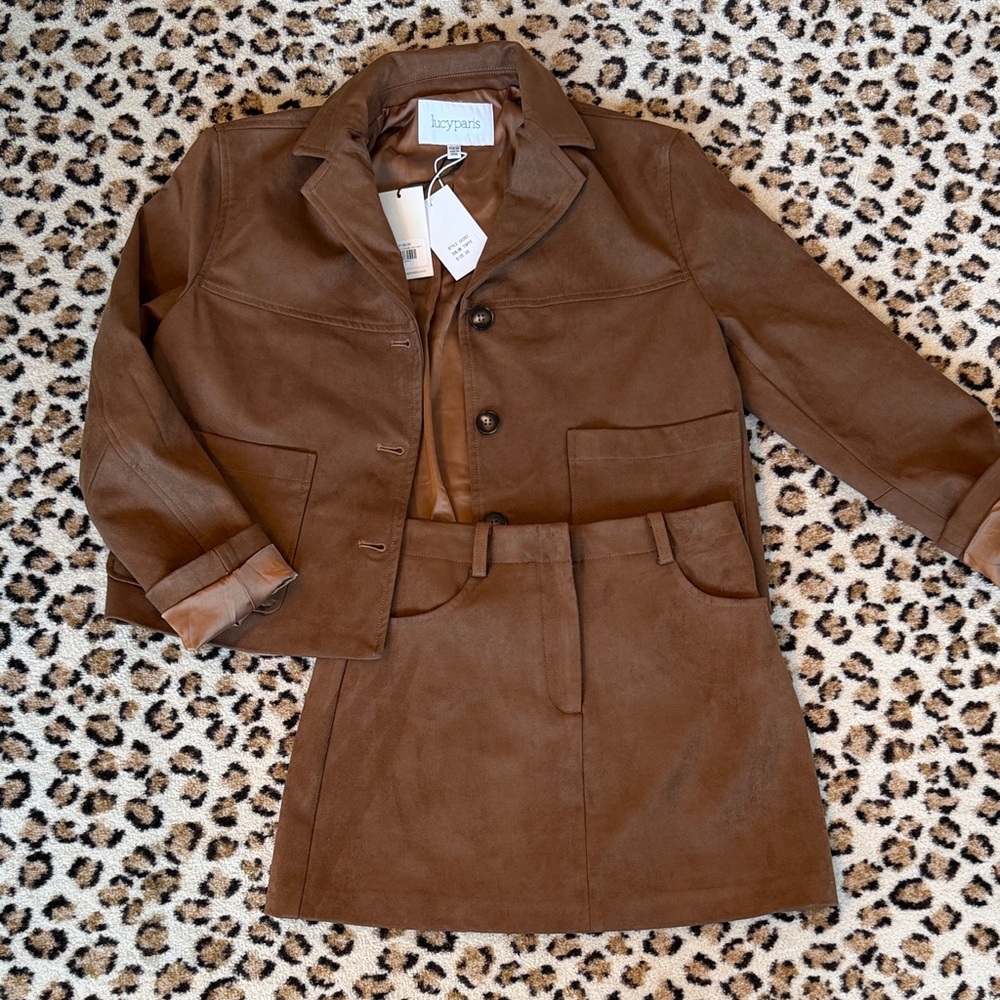 Suede Jacket & Skirt Set